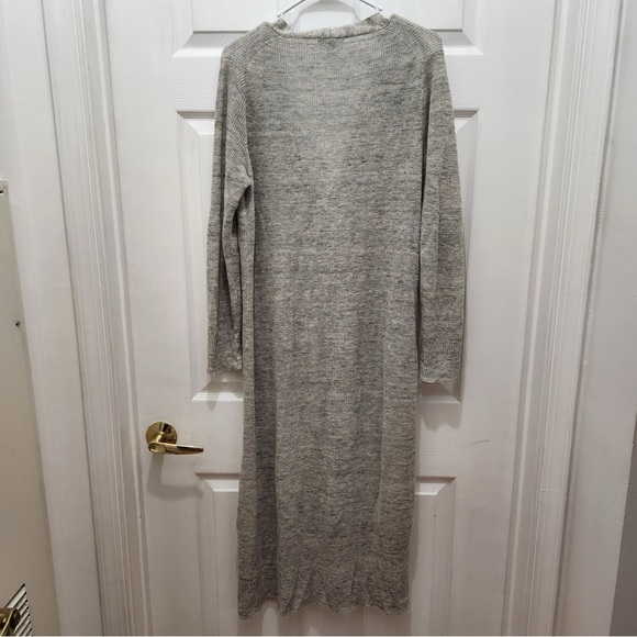 Eileen Fisher Gray Organic Linen V-Neck Cardigan Duster - Picture 2 of 6